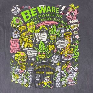 Killer Acid Graphic T Shirt Mens Large‎ Beware Dangers Marijuana Stoner Cemetery